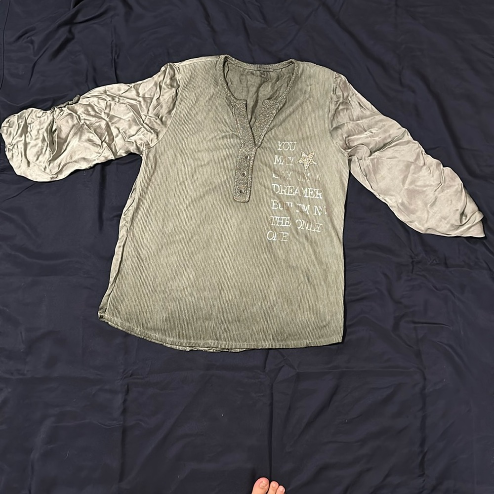 Tempo Paris “You May Say I’m A Dreamer But I’m Not The Only One” blouse